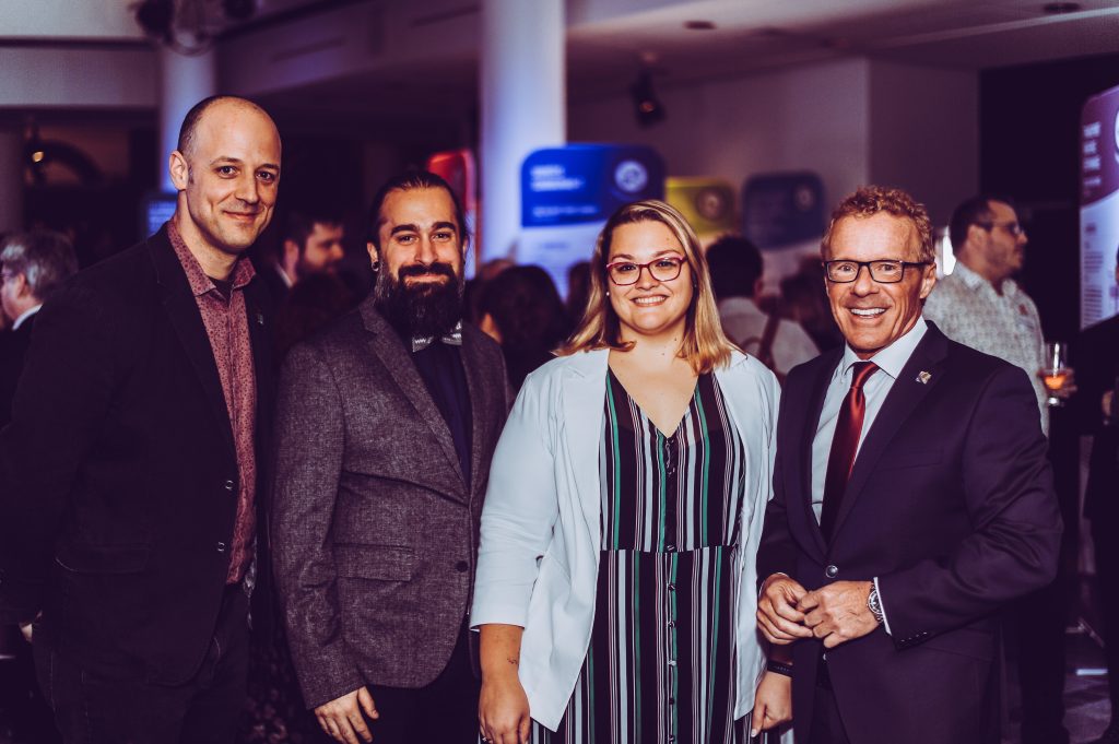 Dany Carpentier, conseiller municipal de la ville de Trois-Rivières ; Martin Boire, président du CA de la TNCDC ; Marie-Line Audet, directrice générale de la TNCDC ; Jean Boulet, député de Trois-Rivières et ministre du Travail, de l'Emploi et de la Solidarité sociale